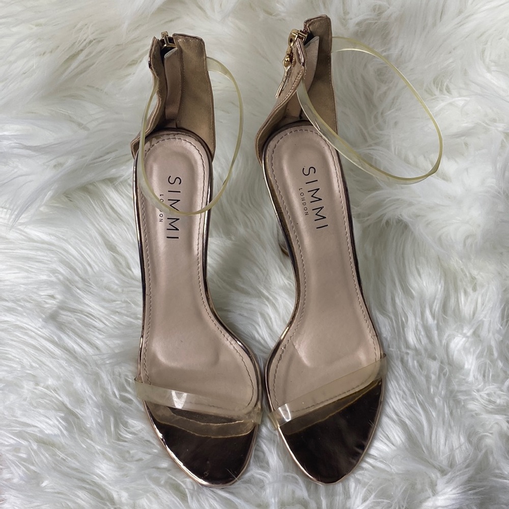 Simmi London Rose Gold + Lucite Heel Shoes Size 5